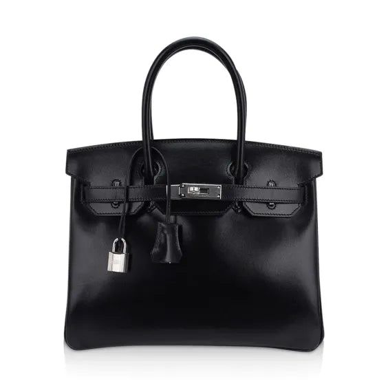Birkin 35 Bag Black Box Palladium Hardware