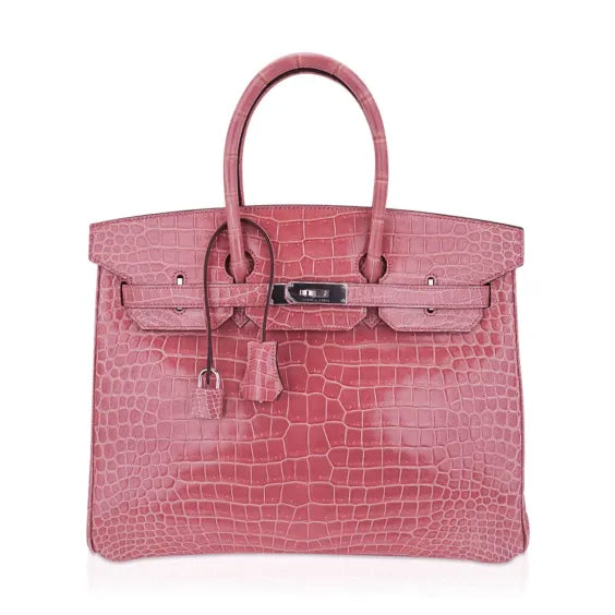 Birkin 35 Rose Indien Porosus Crocodile Bag – Rare Retired Color